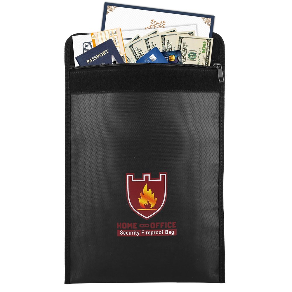 Fireproof Money & Document Bag, MoKo File Document Organizer 15" x 11" Fire & Water Resistant Cash & Envelope Holder, Protect Your Valuables, Documents, Money, Zipper Closure for Protection, Black