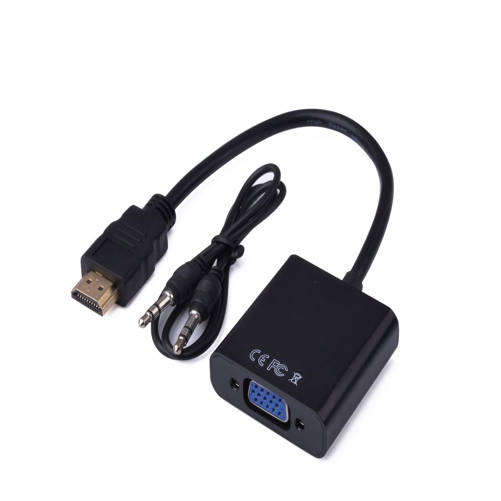 1080P HDMI Male to VGA Female Video HDTV Converter Adapter With Audio Cable (Black)