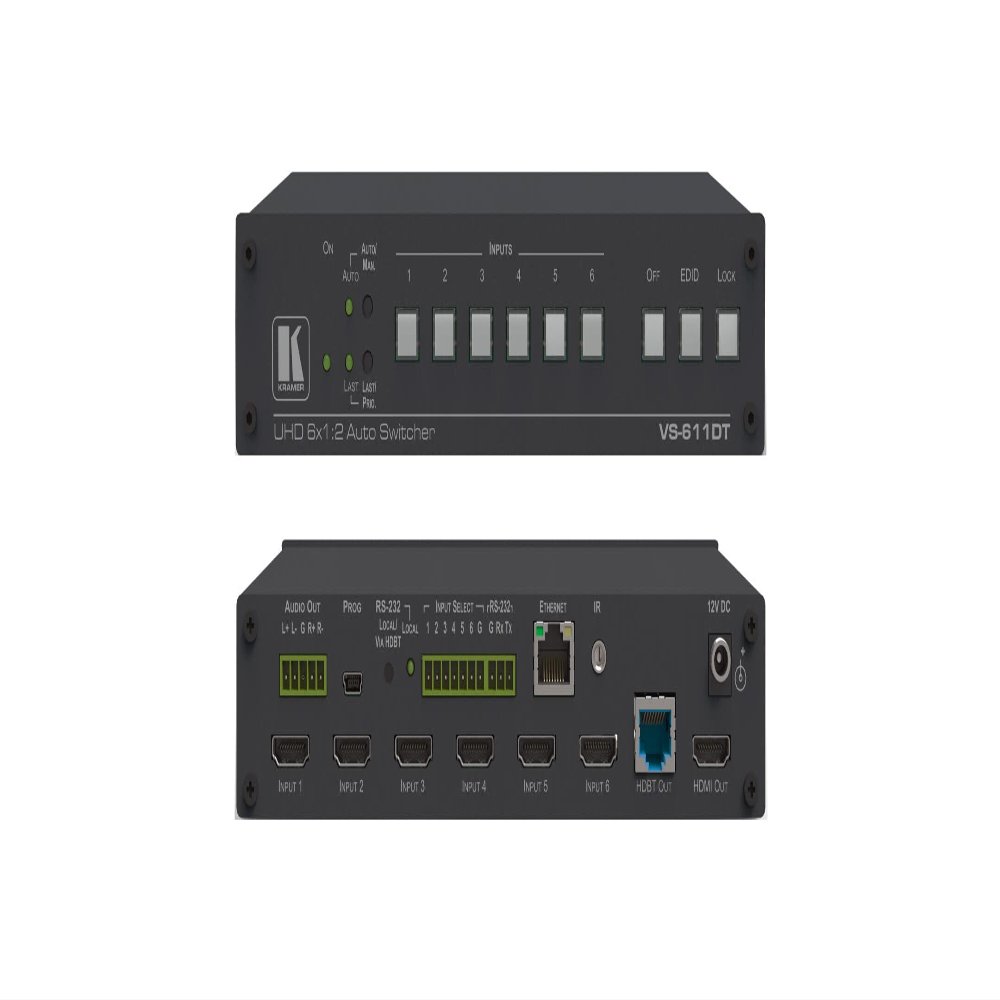 Kramer VS-611DT, 4K60 HDMI HDBaseT PoE Auto Switcher