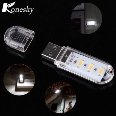 Portable Mini 3-LED USB Light, Night Light, Outdoor Camping Light, SMD 5730 for PC Desktop, Laptop, Notebook, or Power Bank (Cold White)