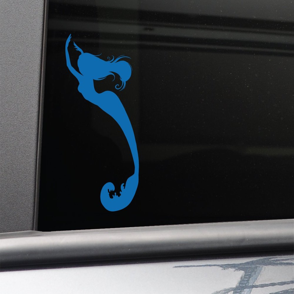 Nashville Decals Mermaid Vinyl Decal Laptop Car Truck Bumper Window Sticker, 8" x 4", Blue