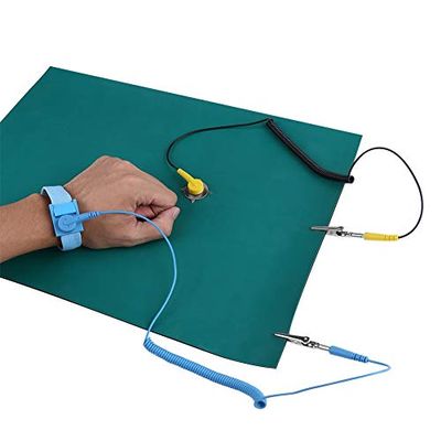 Anti-Static Wrist Strap ESD Ground Mat Set for Phone Repair, Computer & Electronics Maintenance - Includes Wrist Strap and 2 Ground Cables