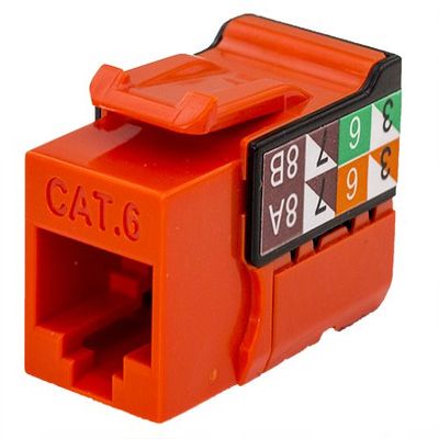 CAT6 RJ45 Keystone Jack, V-Max Series - Orange Color - (50 pack)