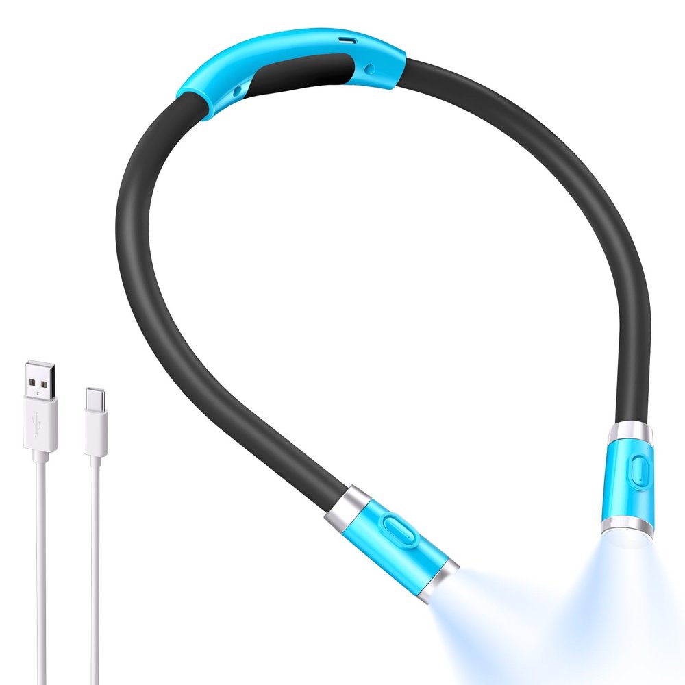 LUXJET Neck Reading Light & Book Light for Reading in Bed - Hands Free, 6 Brightness Levels, 360 Flexible Arms, 80-Hour Rechargeable - Reading, Knitting, Camping, Repairing - Gifts for Book Lovers