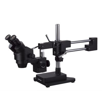 AmScope 3.5X-180X Binocular Stereo Zoom Microscope with Black Double Arm Boom Stand