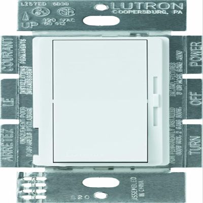 Lutron Diva Reverse-Phase (ELV) Dimmer Switch, 250W LED or 500W ELV, Single Pole/3-Way, 120V, Neutral Required, DVRP-253P-WH, White