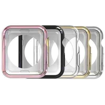 Simpeak 5PACK Soft Back Case Compatible with Apple Watch Series 9 8 7 (41mm 45mm) Series 6 SE 5 4(40mm 44mm) Series 3 2 (38mm 42mm),Clear/Black/Pink/Rose Gold/Silver, (No Screen) (38mm)