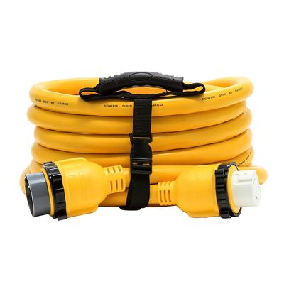 Camco PowerGrip 25-Foot Marine/Boat Extension Cord with 50M/50F Locking Adapters | Allows for Easy Boat Connection to Distant Power Outlets (55621)