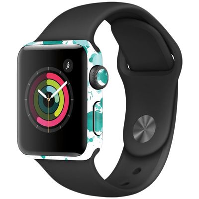 MightySkins Skin Compatible with Apple Watch Series 2 38mm - Teal Splatter | Protective, Durable, and Unique Vinyl Decal wrap Cover | Easy to Apply, Remove, and Change Styles | Made in The USA