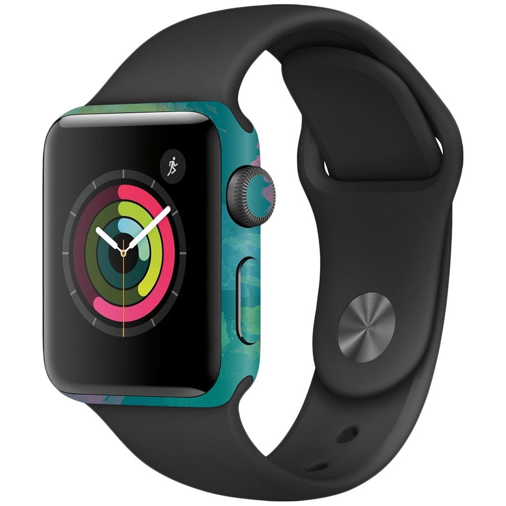 MightySkins Skin Compatible with Apple Watch Series 2 38mm - Watercolor Blue | Protective, Durable, and Unique Vinyl Decal wrap Cover | Easy to Apply, Remove, and Change Styles | Made in The USA