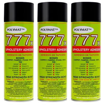 QTY3 Polymat 777 Fast TACK Fabric Liner Speaker Box Carpet Upholstery Spray Glue