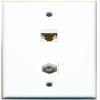 RiteAV - 1 Port Coax Cable TV- F-Type 1 Port Cat6 Ethernet Wall Plate - White view 1