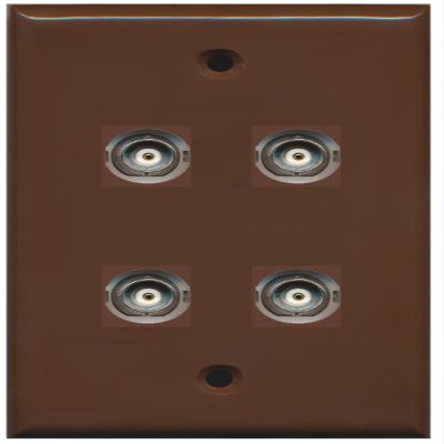 RiteAV 4 Port BNC Female/Female HD-SDI Jack Wall Plate - Brown