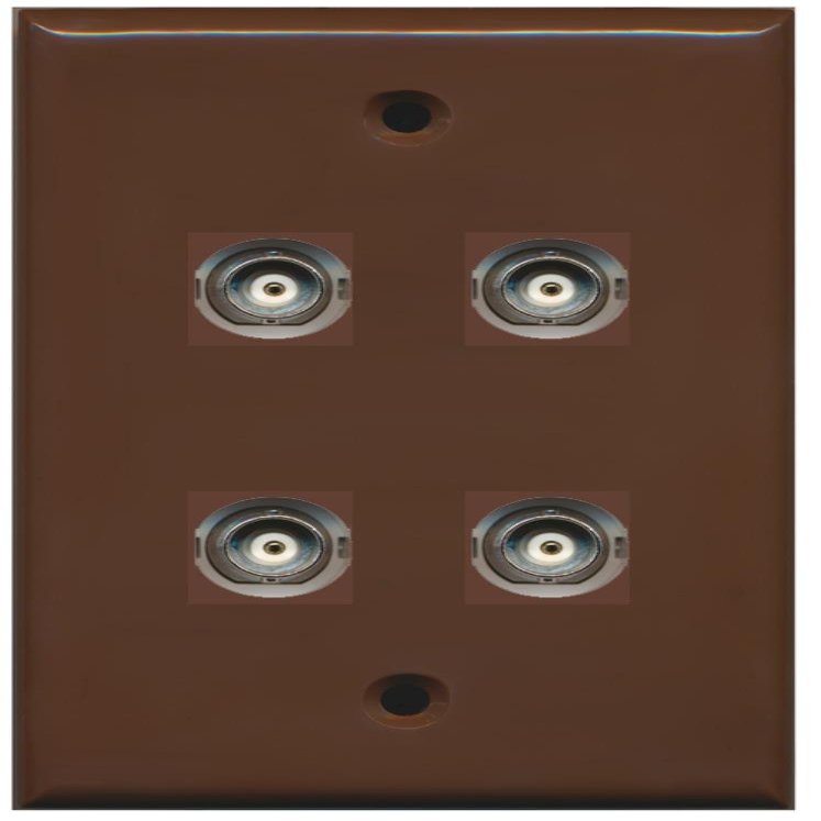 RiteAV 4 Port BNC Female/Female HD-SDI Jack Wall Plate - Brown