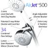 AirJet-500 3-in-1 High Pressure 34-setting Luxury Shower Combo with High-Velocity Flow Accelerator(TM) for More Power with Less Water! Extra-long 6 foot Stainless Steel Hose. All-Chrome Finish view 3