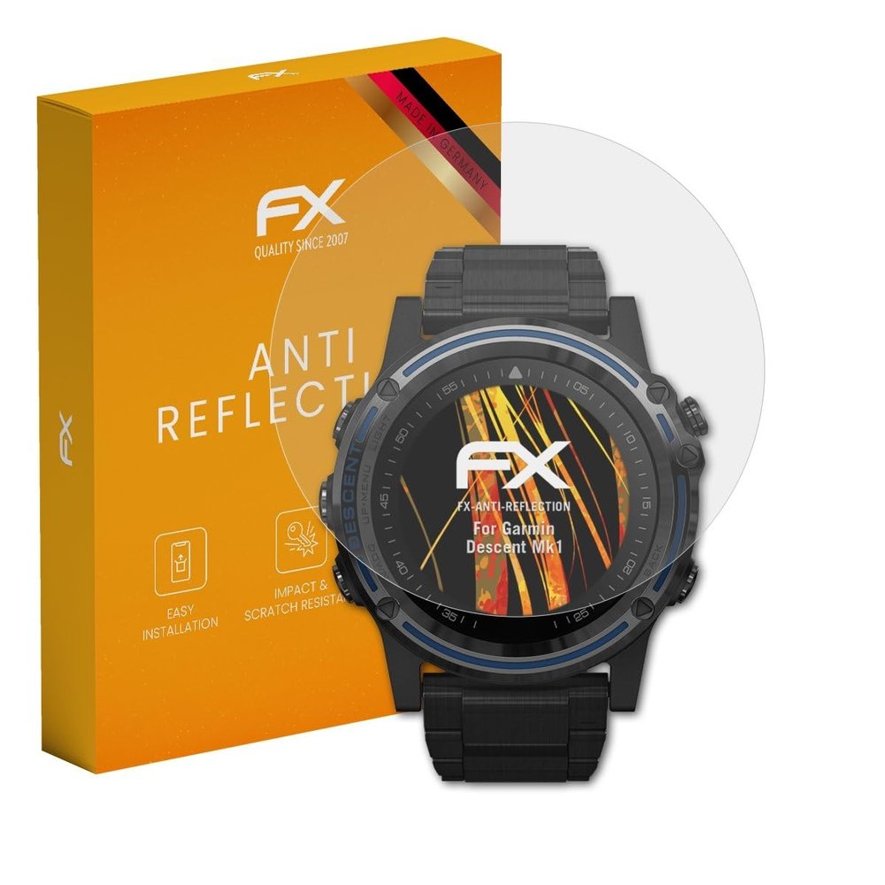 atFoliX Screen Protector compatible with Garmin Descent Mk1 Screen Protection Film, anti-reflective and shock-absorbing FX Protector Film (3X)