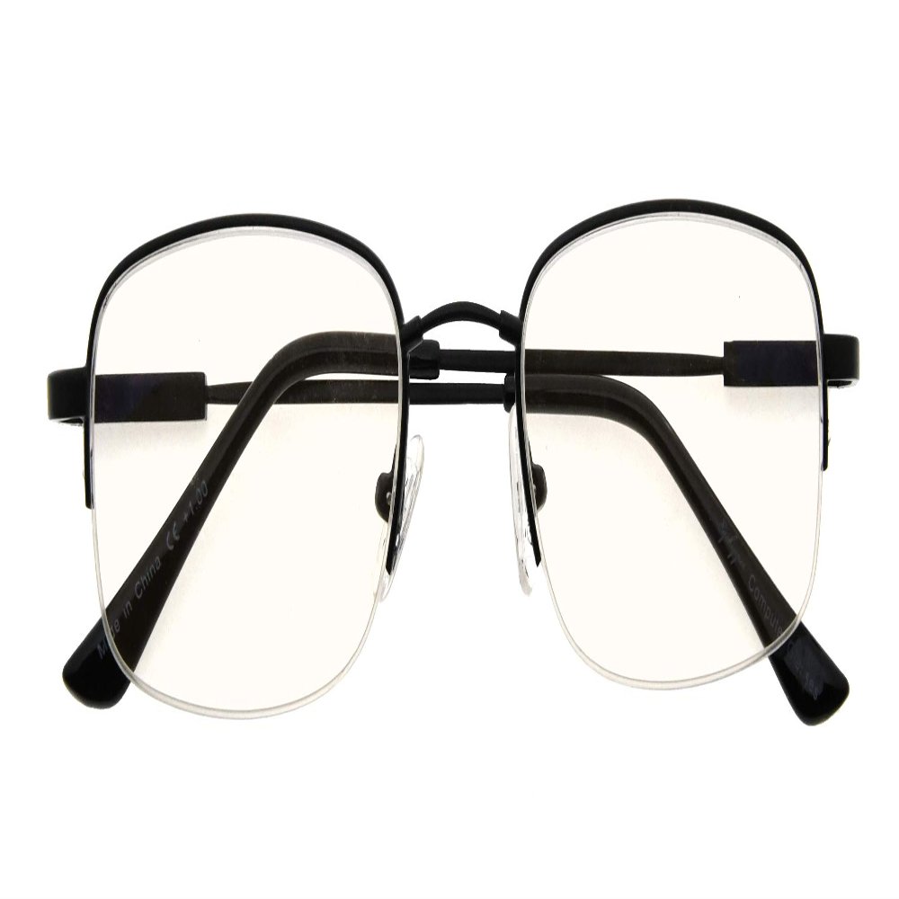 CessBlu Bendable Memory Titanium,Blue Light Blocking,Half-Rim Computer Reading Glasses(Black) +1.75
