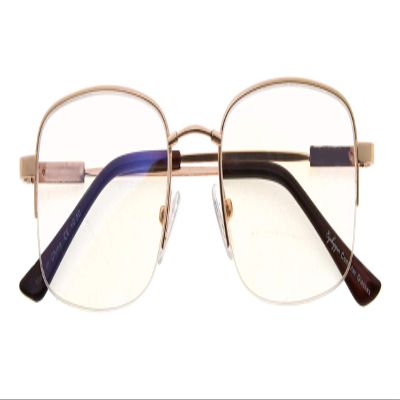 CessBlu Bendable Memory Titanium,Blue Light Blocking,Half-Rim Computer Reading Glasses(Gold) +2.0