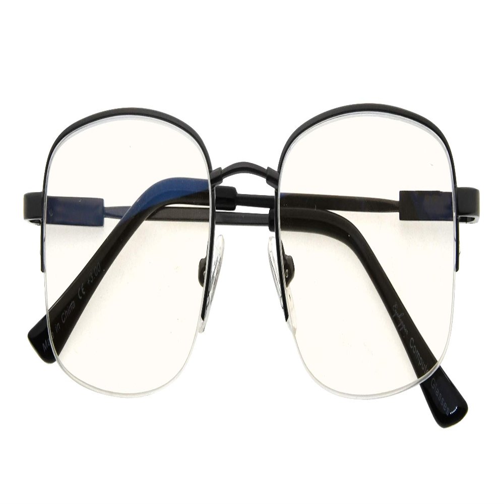 CessBlu Bendable Memory Titanium,Blue Light Blocking,Half-Rim Computer Reading Glasses(Gunmetal) +1.5