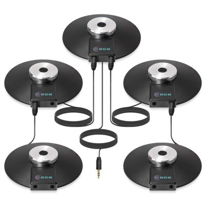 ECS WordForum 3.5mm TRS 360 Omnidirectional Stereo Conference Microphone for PC - with Daisy Chain Option, Condenser Mic for Teleconferencing - 5 Pack