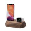 Oakywood - 2in1 Wood Docking Station Compatible with Apple Watch, Compatible with iPhone - Dual Charging Station, 1 x Lightning USB-A Connector Included - Combo Dock - Walnut view 1