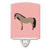 Caroline's Treasures BB7910CNL Welsh Pony Horse Pink Check Ceramic Night Light Compact, UL-Certified, Ideal for Bedroom, Bathroom, Nursery, Hallway, Kitchen, 6x4x3, Multicolor view 1