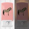 Caroline's Treasures BB7910CNL Welsh Pony Horse Pink Check Ceramic Night Light Compact, UL-Certified, Ideal for Bedroom, Bathroom, Nursery, Hallway, Kitchen, 6x4x3, Multicolor view 2