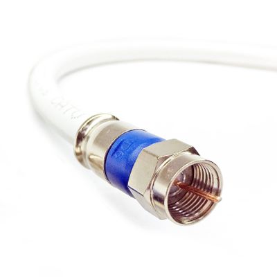 PHAT SATELLITE INTL - 3GHz Solid Bare Copper 18AWG RG6 CL2 in-Wall Coaxial Cable Compression F-Connectors, AT&T DIRECTV Satellite CATV RG6/U Coax Patch Cord, Assembled in USA (115ft, White)