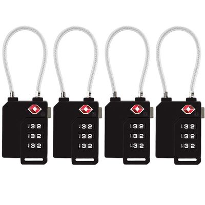 TSA Lock Security 3 Digit Combination Suitcase Luggage Bag Code Lock Padlock (Black-4-Pack)