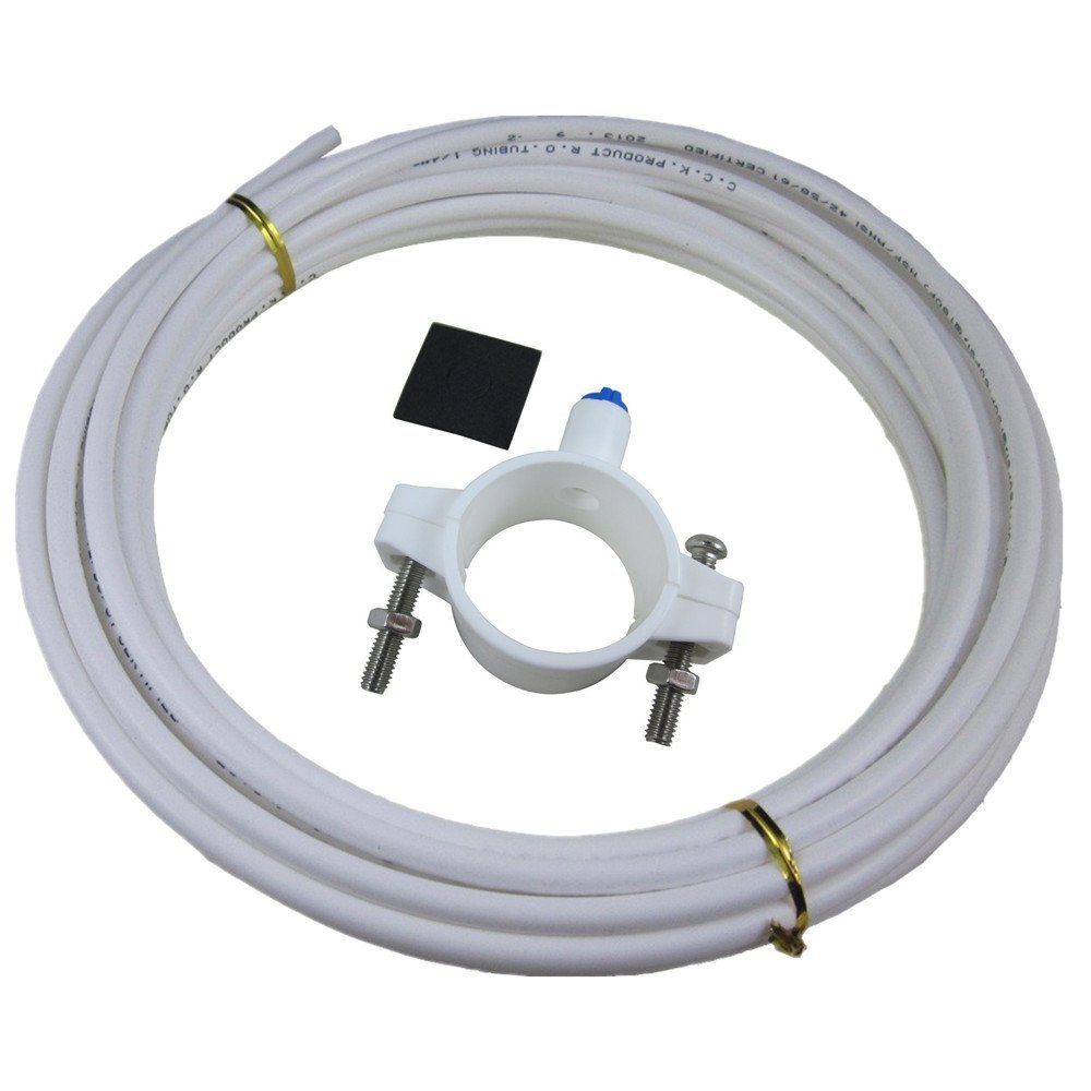 Drain Saddle Valve with 1/4 inch Quick Connect for Under-sink Reverse Osmosis (RO) Systems, 6 feets 1/4 inch Tubing Hose Pipe for RO Water Filter System (white pipe)