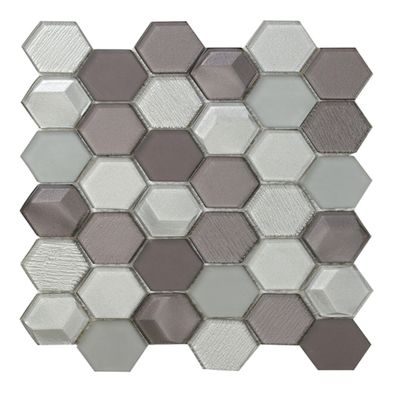Mosaic Stone & Tile Hybrid Hexagon Series - Silver Shimmer - SKU #: DC0009