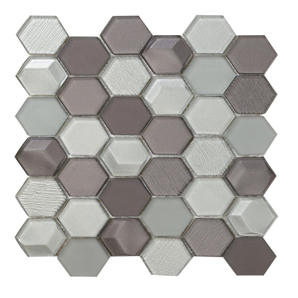 Mosaic Stone & Tile Hybrid Hexagon Series - Silver Shimmer - SKU #: DC0009