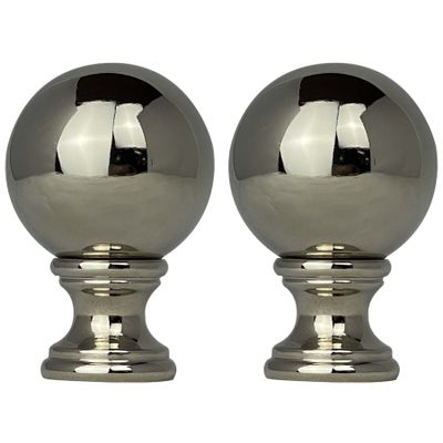 Royal Designs, Inc. F-104SL-2 Large Ball Lamp Finial for Lamp Shade, 2 Inch, Polished Silver, Set of 2
