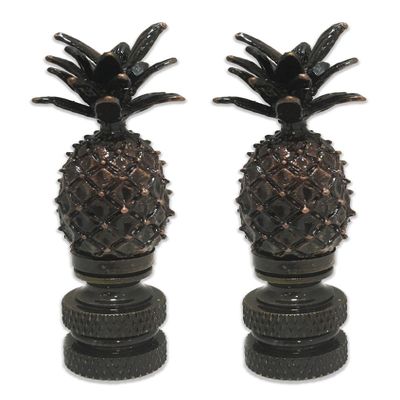Royal Designs Vintage Pineapple 2.5" Lamp Finial for Lamp Shade, Antique Brass - Set of 2