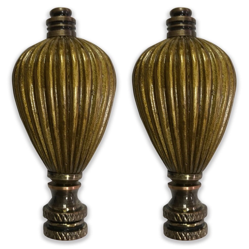 Royal Designs Vase Shaped 3.5" Lamp Finial for Lamp Shade, Antique Brass - Set of 2
