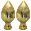 Royal Designs Ribbed Pear 2.25" Lamp Finial for Lamp Shade, Polished Brass - Set of 2 view 1