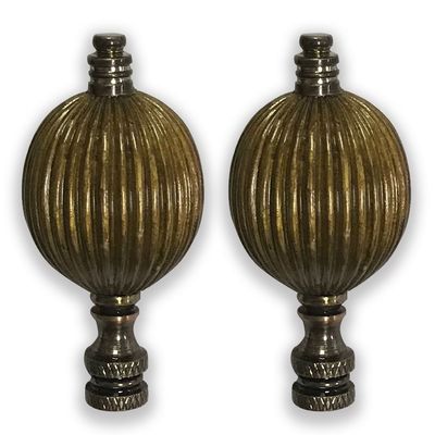 Royal Designs Balloon Shaped 3" Lamp Finial for Lamp Shade, Antique Brass - Set of 2