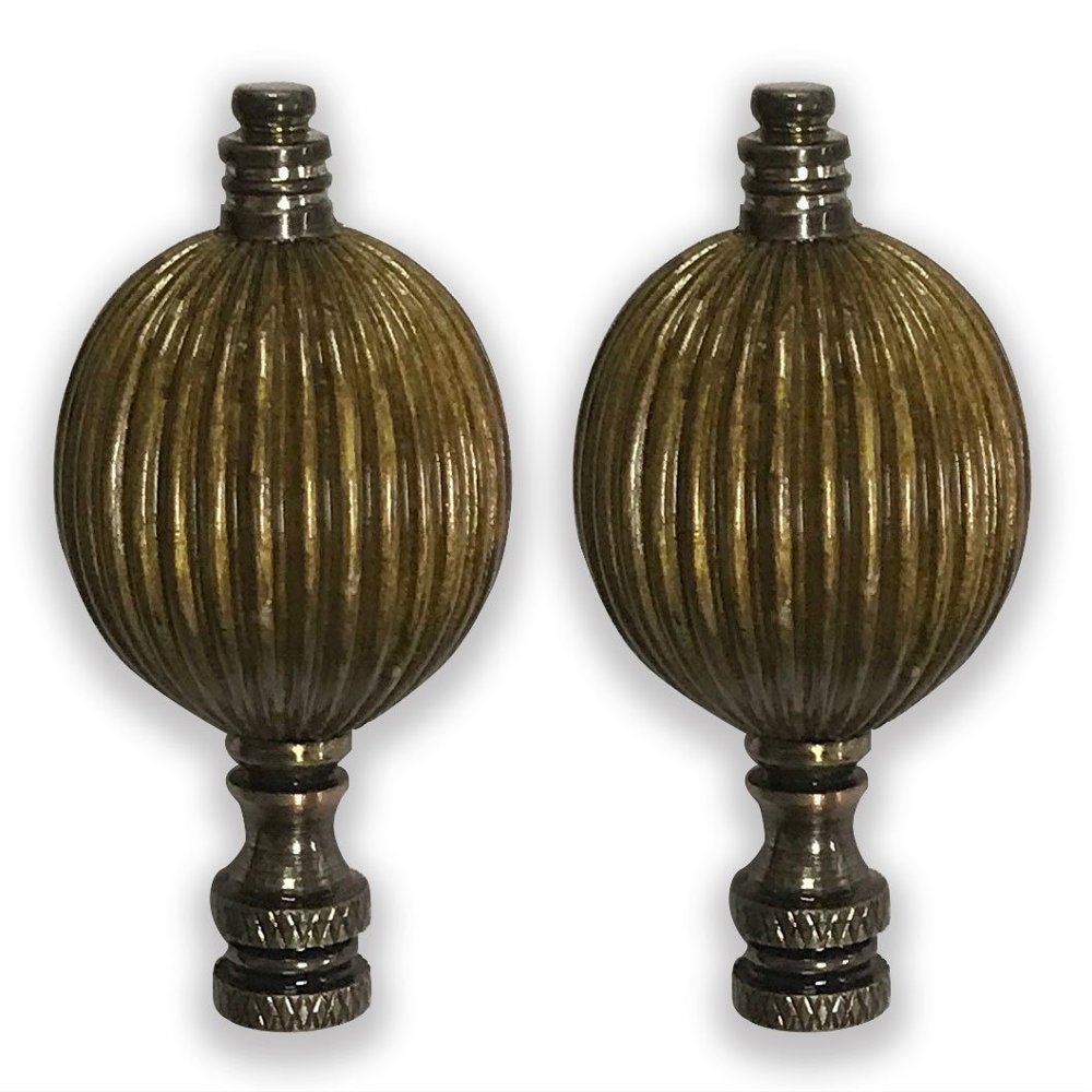 Royal Designs Balloon Shaped 3" Lamp Finial for Lamp Shade, Antique Brass - Set of 2