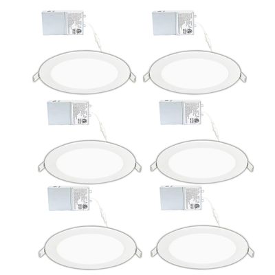 LED FANTASY 6-Inch 15W 120V Recessed Ultra Thin Ceiling LED Light Retrofit Downlight Wafer Panel Slim IC Rated ETL Energy Star 1000 Lumens (Warm White 3000K, 6 Pack)