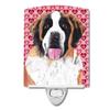 Caroline's Treasures SC9257CNL Saint Bernard Hearts Love and Valentine's Day Portrait Ceramic Night Light Compact, UL-Certified, Ideal for Bedroom, Bathroom, Nursery, Hallway, Kitchen, 6x4x3, Multico view 1