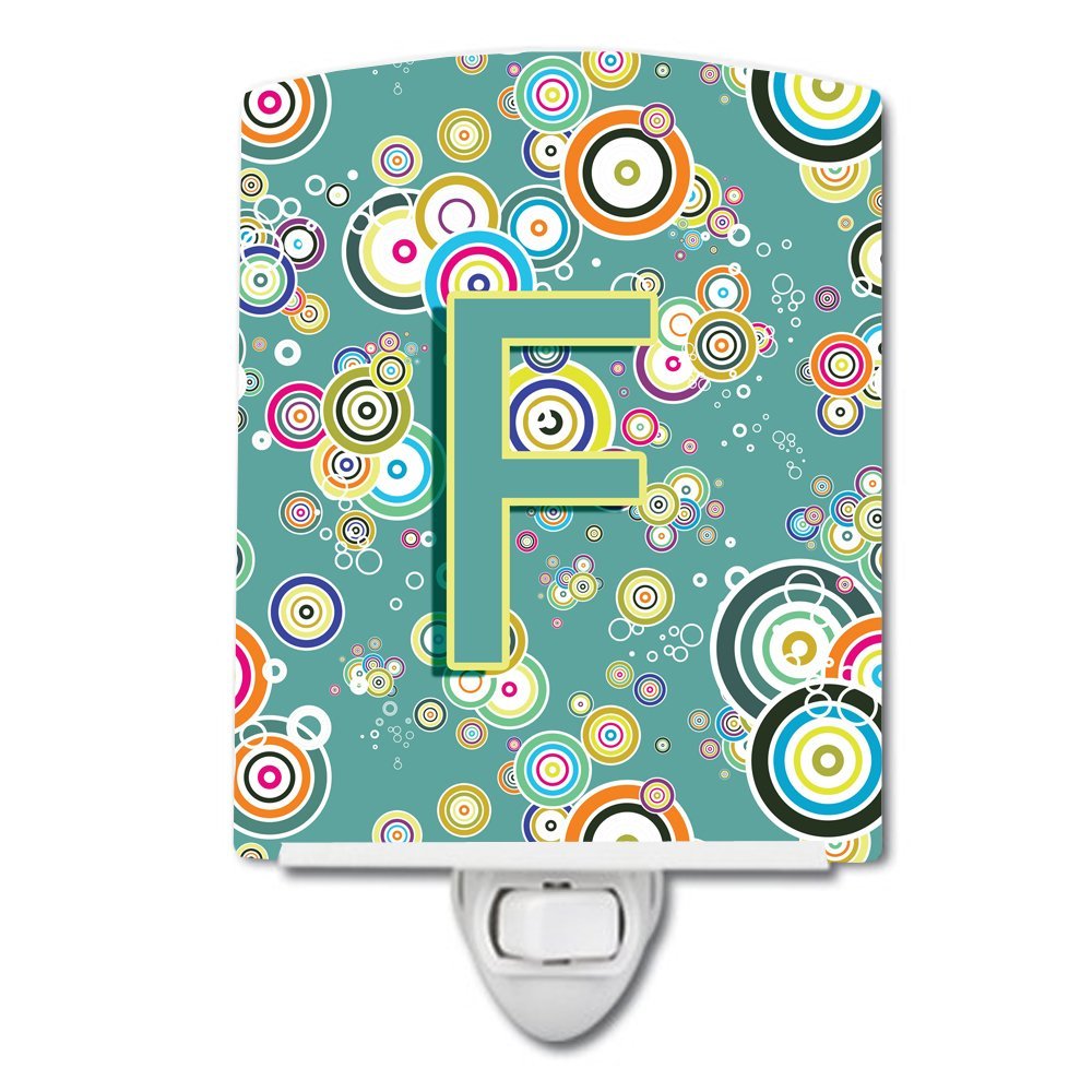 Caroline's Treasures CJ2015-FCNL Letter F Circle Teal Initial Alphabet Night Light, Multicolor, 6x4
