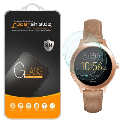 Supershieldz (3 Pack) Designed for Fossil Q Venture Gen 3 Smartwatch Tempered Glass Screen Protector, Anti Scratch, Bubble Free