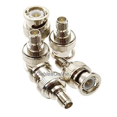 CablesOnline, 10-Pack RP-SMA Female with Male Pin to BNC Male Plug RF Coaxial Adapters, RF-S123-10