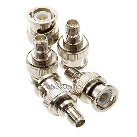 CablesOnline, 10-Pack RP-SMA Female with Male Pin to BNC Male Plug RF Coaxial Adapters, RF-S123-10