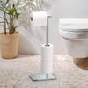Gatco 1443C Modern Square Base Toilet Paper Holder Stand with Storage, Chrome, 21.13"H view 3