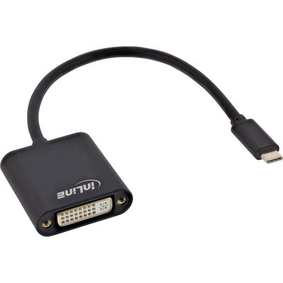 InLine 64103B USB Display Converter, USB Type-C Male to DVI Female (DP Alt Mode), Black, 0.2 m
