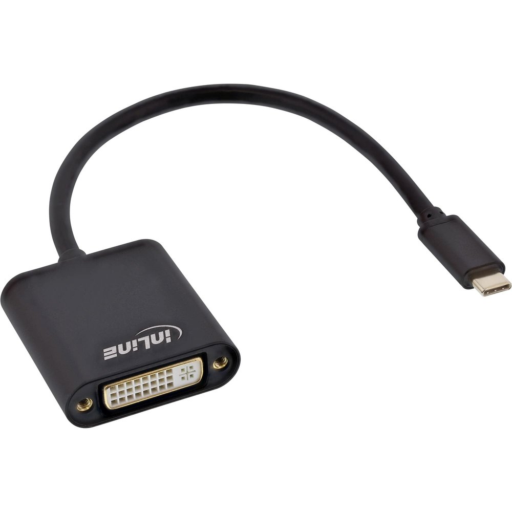 InLine 64103B USB Display Converter, USB Type-C Male to DVI Female (DP Alt Mode), Black, 0.2 m