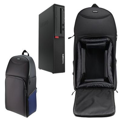 Navitech Portable Rugged Black & Blue Backpack/Rucksack Carry Case Compatible with The Lenovo ThinkCentre M710s Desktop PC