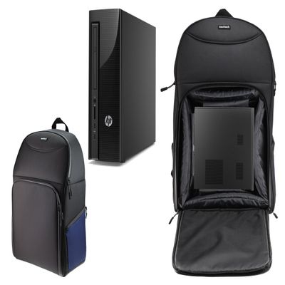 Navitech Portable Rugged Black & Blue Backpack/Rucksack Carry Case Compatible with The HP Z240 Desktop PC