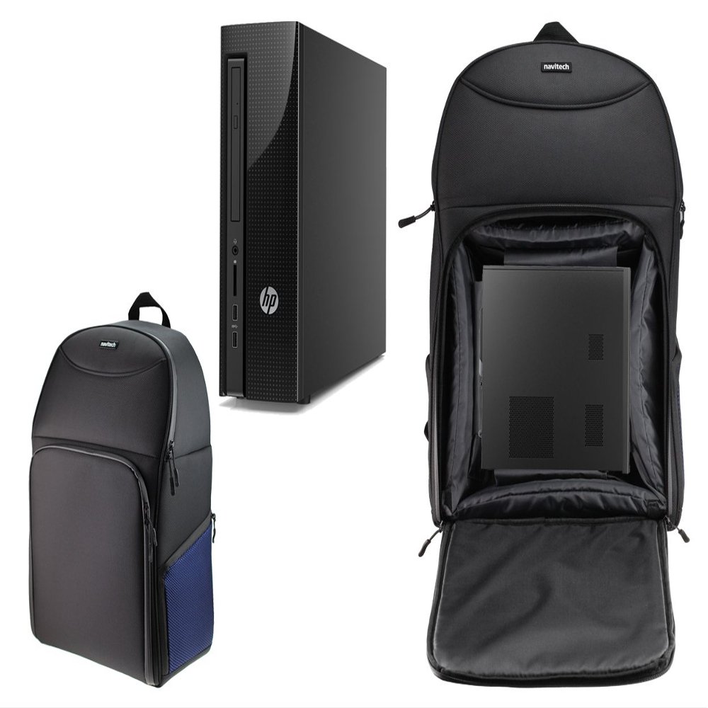 Navitech Portable Rugged Black & Blue Backpack/Rucksack Carry Case Compatible with The HP Z240 Desktop PC